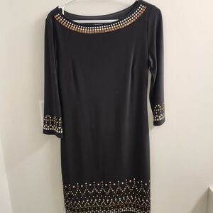 Joseph Ribkoff Black Dress with Gold Detailing